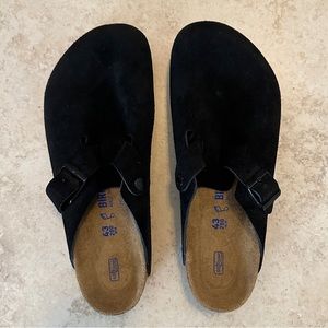 Black Suede Birkenstock Boston Clogs size 43